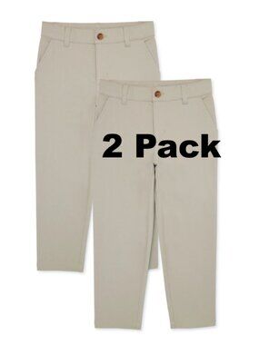 2 Pack, Wonder Nation Boys School Uniform Flat Front Pants Size 7